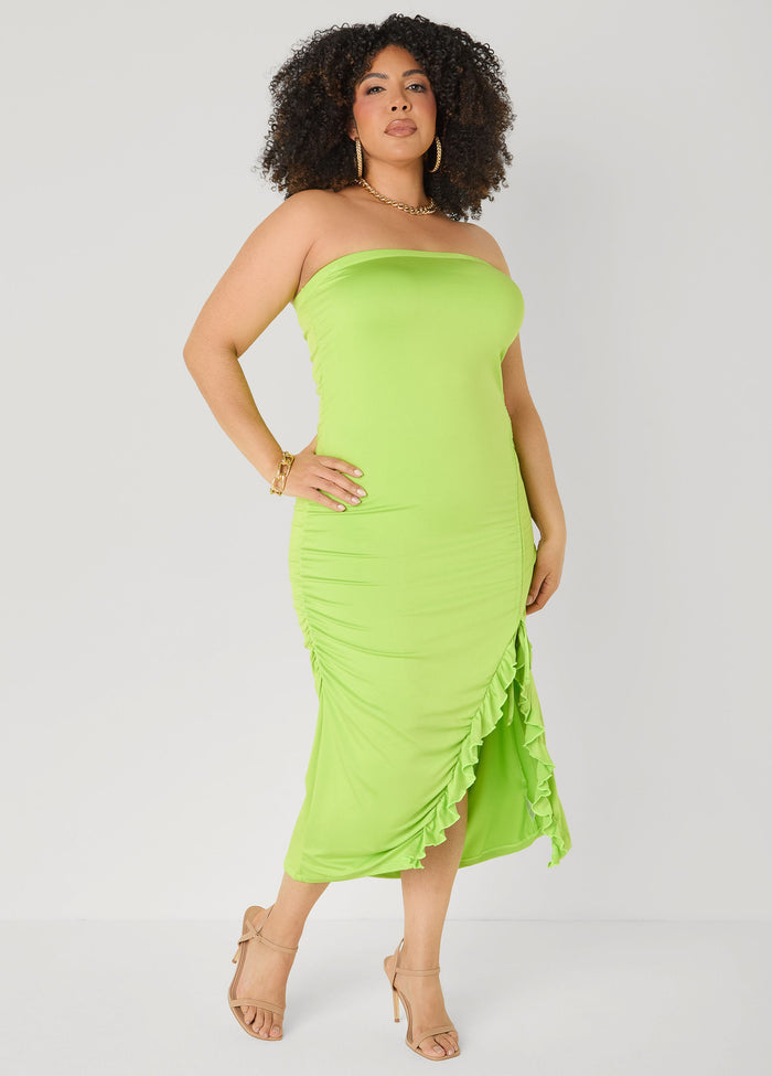 Strapless Drawstring Maxi Dress