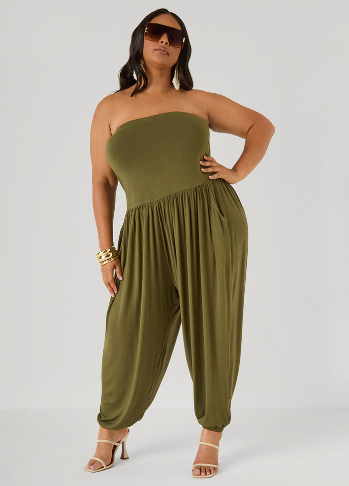Strapless Harem Leg Jumpsuit