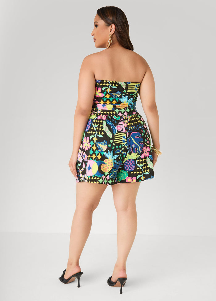 Strapless Printed Romper