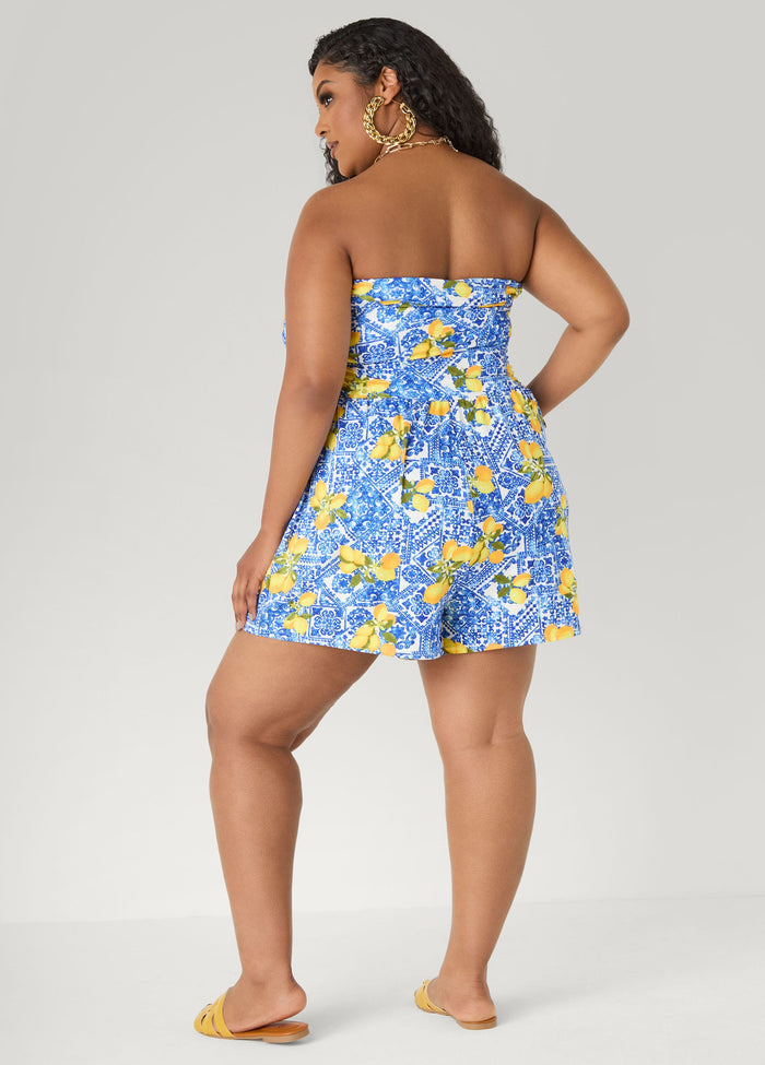 Strapless Printed Romper