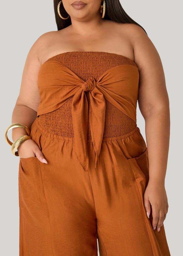 Strapless Tie Front Jumpsuit