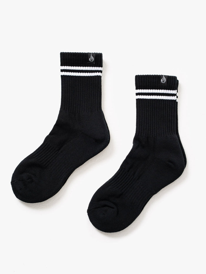 Stripe Crew Socks - Black Accessories Ryderwear