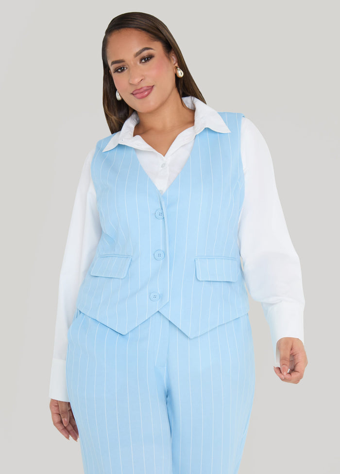 Striped Crepe Vest