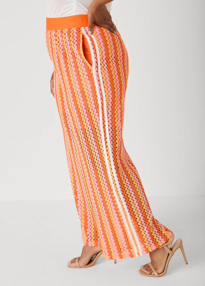 Striped Crochet Wide Leg Pants