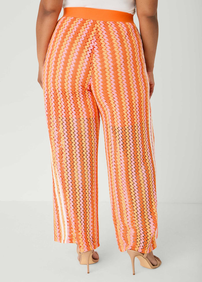 Striped Crochet Wide Leg Pants