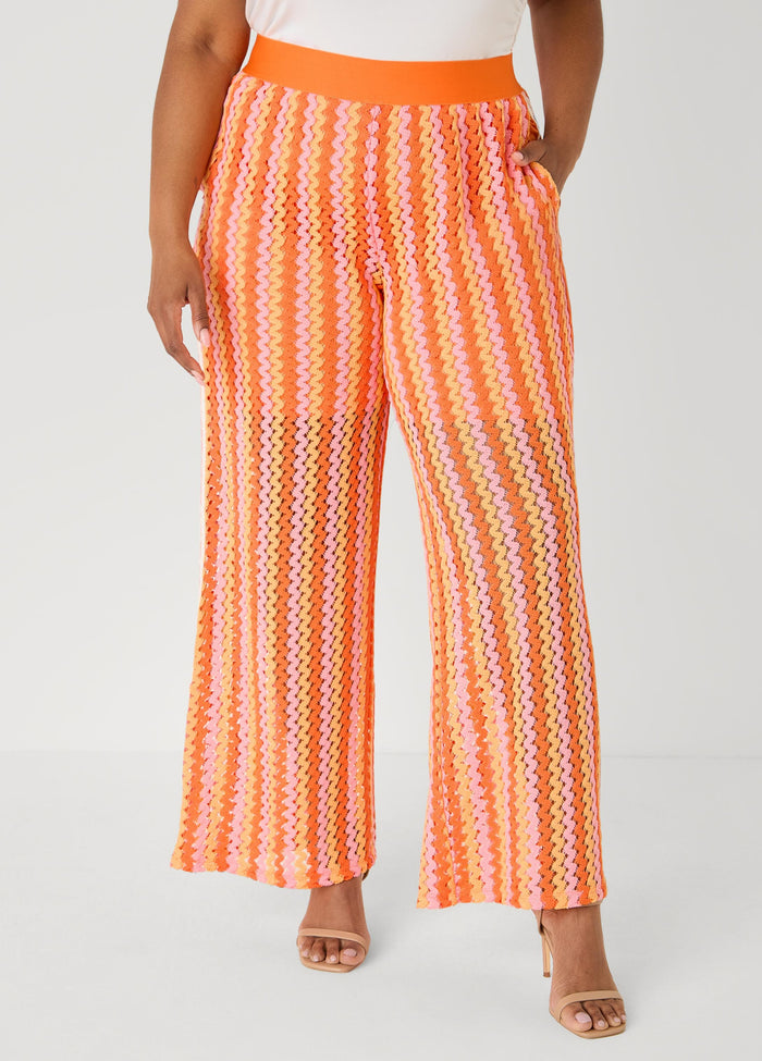 Striped Crochet Wide Leg Pants