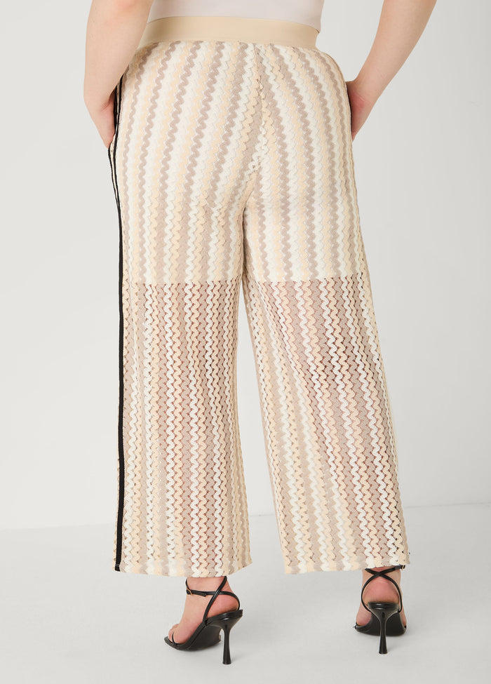 Striped Crocheted Wide Leg Pants