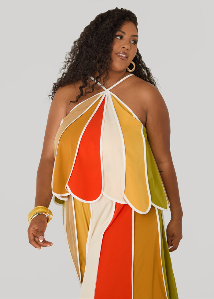 Striped Paneled Swing Top