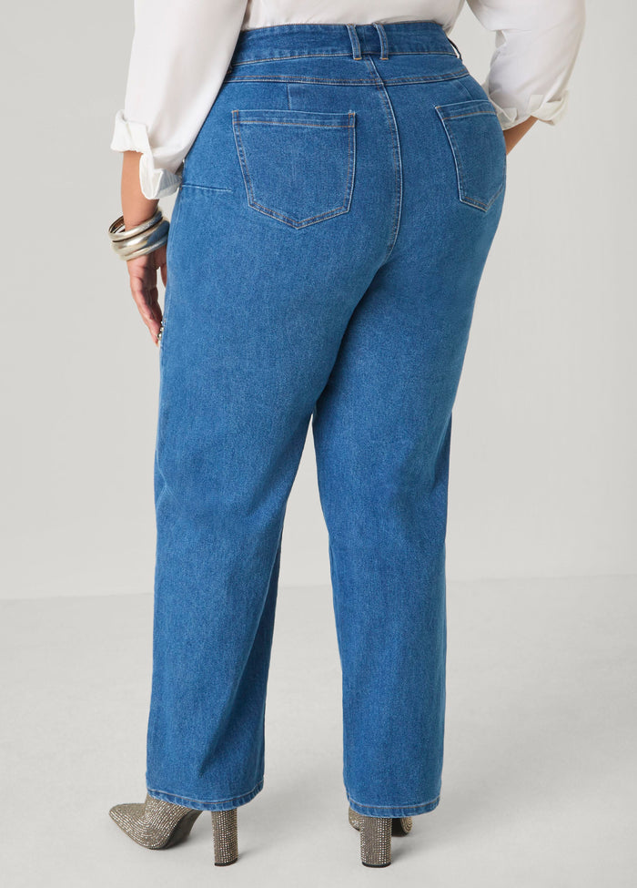 Studded Cutout Straight Leg Jeans