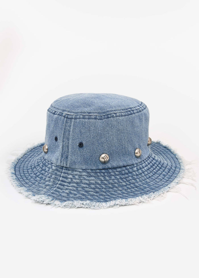 Studded Denim Bucket Hat