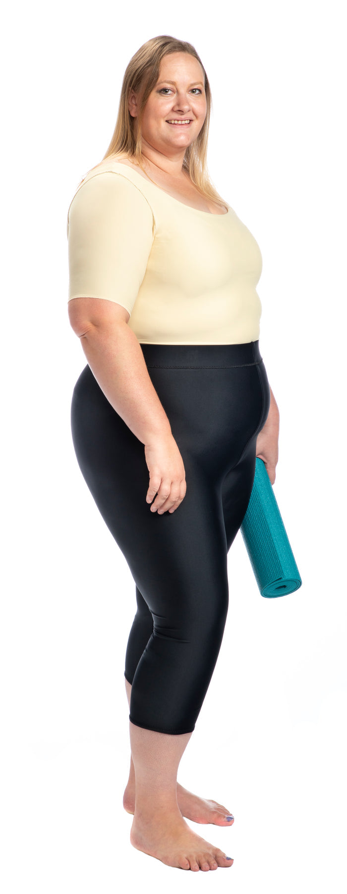 Style 615, High Waist Compression Capri -  Great for Layering With Bandages, Wraps or Stockings