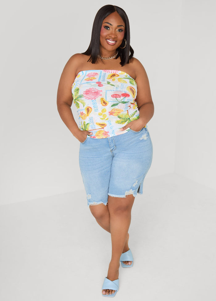 Summer Print Mesh Tube Top