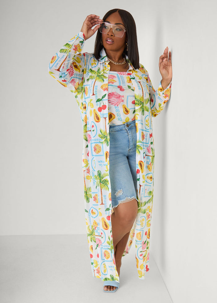 Summer Print Mesh Tube Top