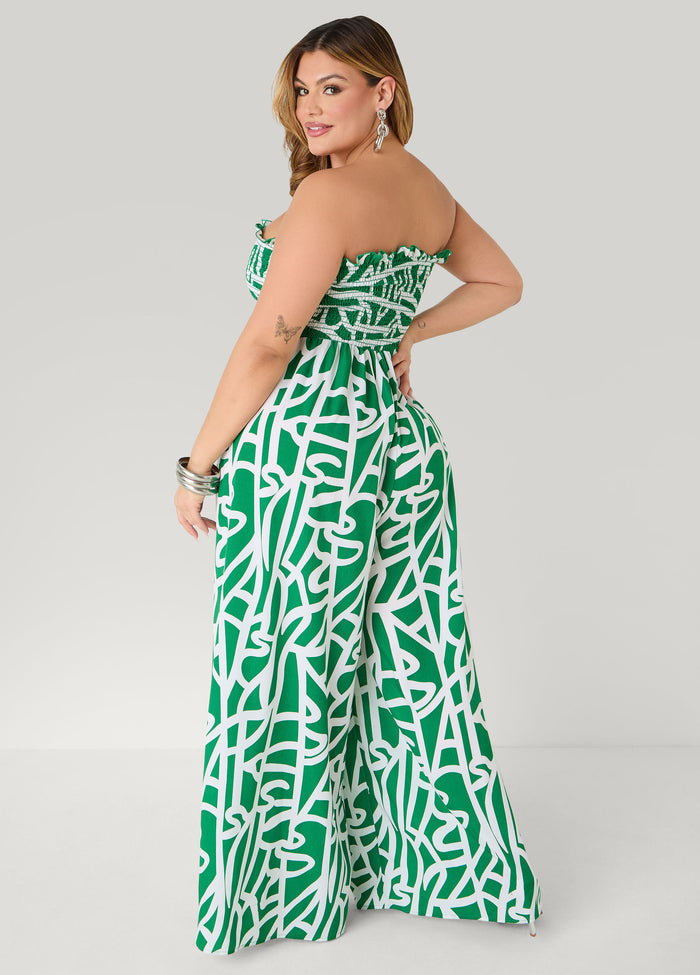 Tall Strapless Abstract Print Jumpsuit
