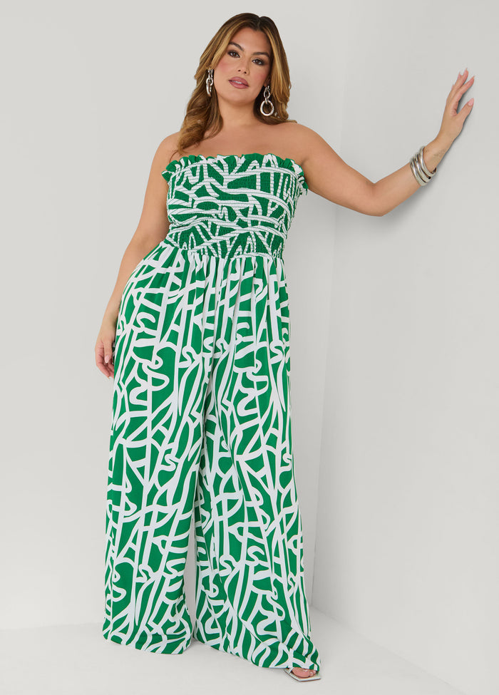 Tall Strapless Abstract Print Jumpsuit