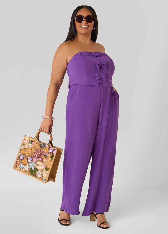 Tall Strapless Bow Embellished Jumpsuit