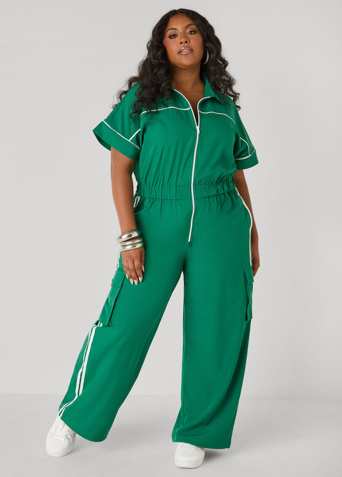 Tall Striped Cargo Jumpsuit