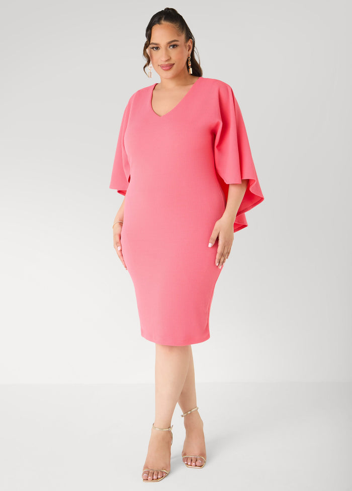 Textured Cape Sheath Dress