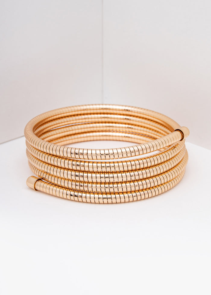 Textured Gold Tone Wrap Bracelet
