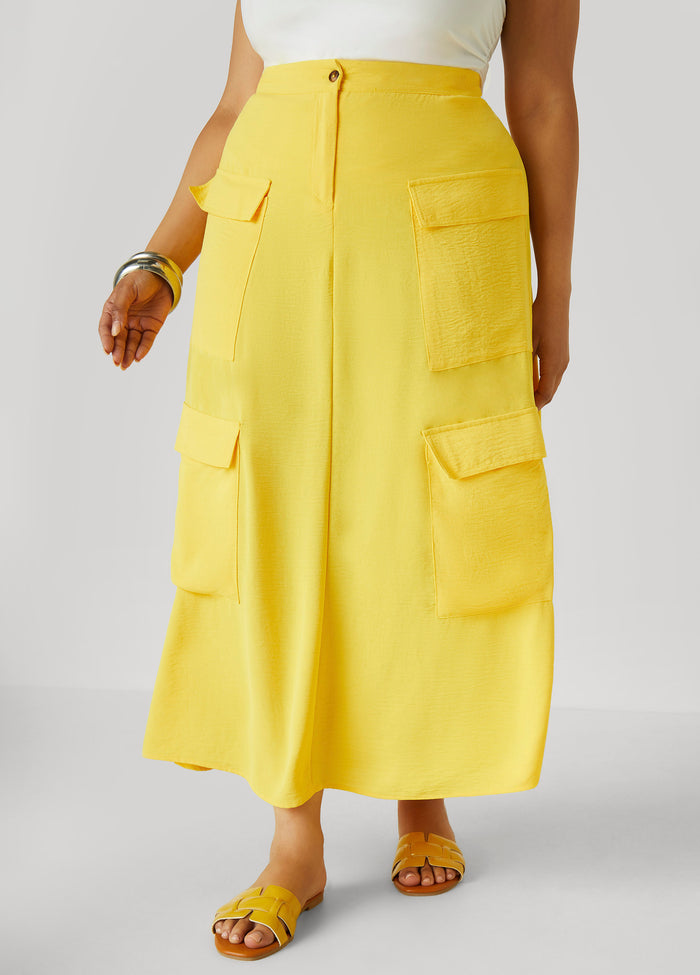 Textured Maxi Cargo Skirt