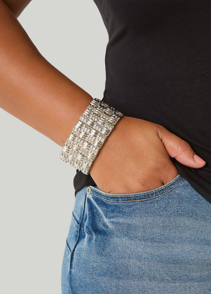 Textured Silver Tone Bracelet