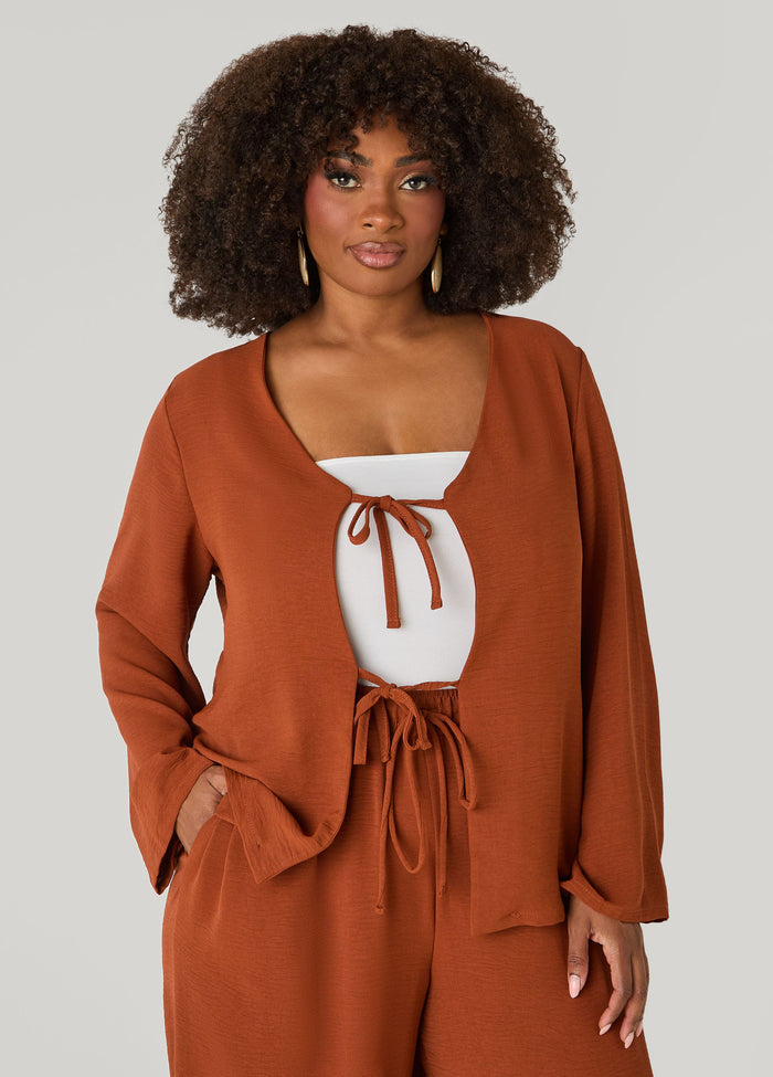 Textured Tie Front Jacket