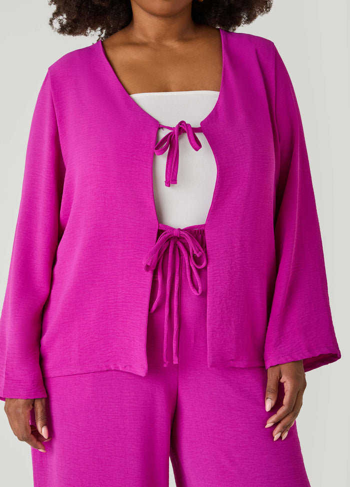 Textured Tie Front Jacket