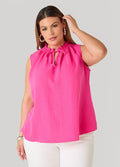 Textured Tie Neck Keyhole Top