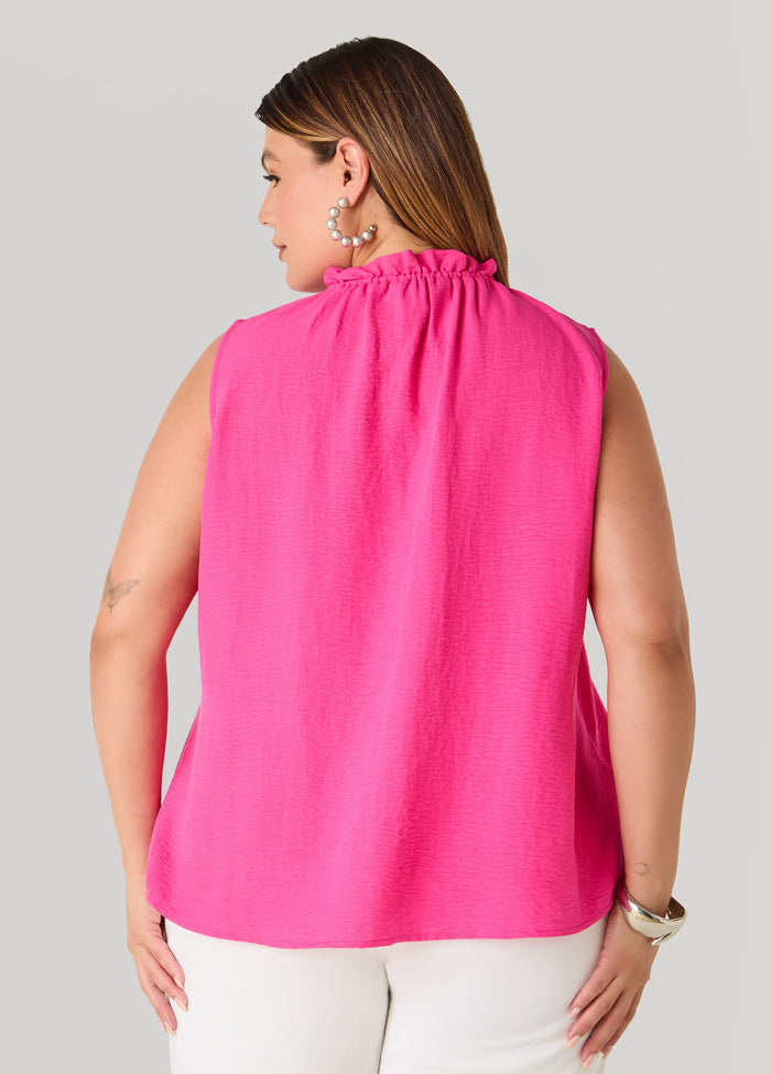 Textured Tie Neck Keyhole Top