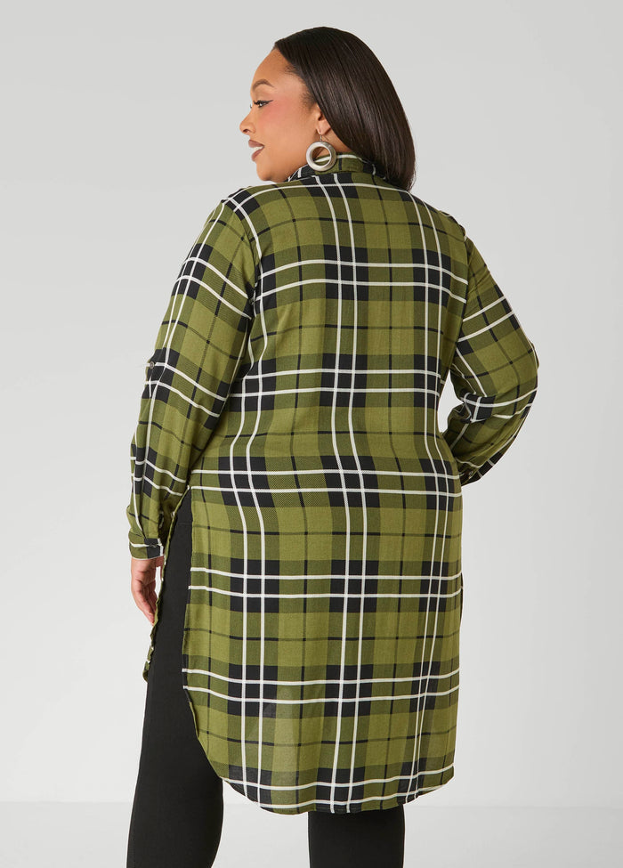 Tie Front Plaid Tunic