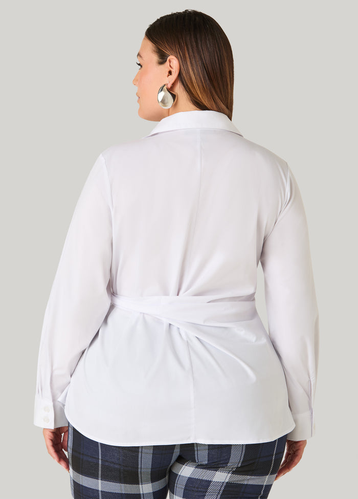 Tie Waist Poplin Shirt