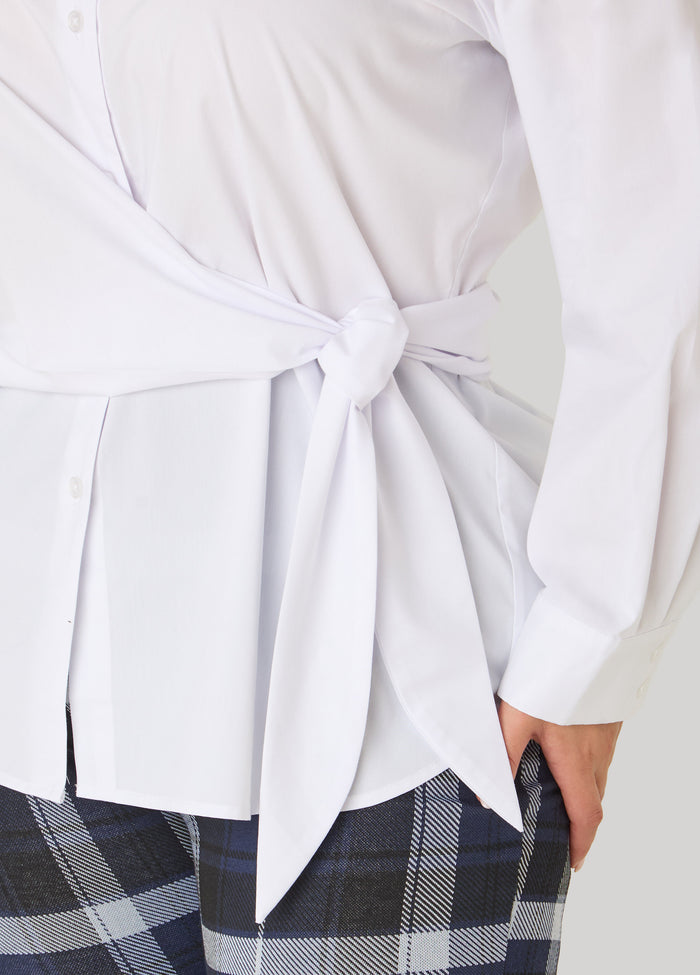 Tie Waist Poplin Shirt
