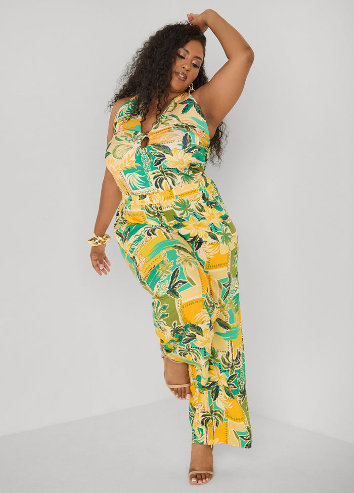 Tropical Print Halter Top
