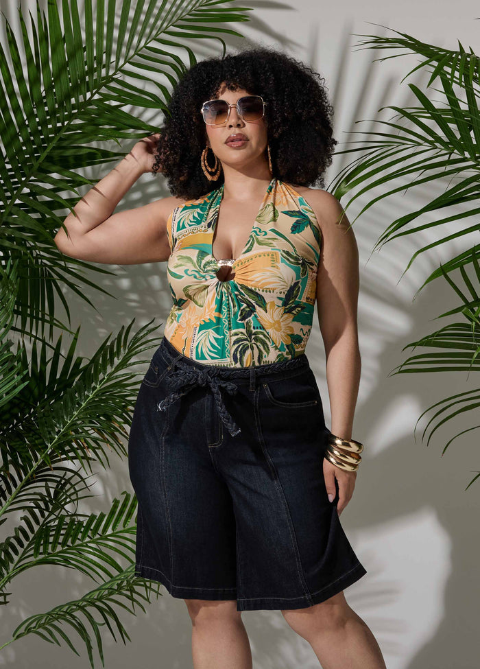 Tropical Print Halter Top