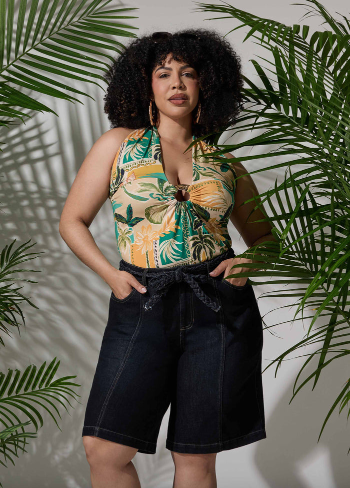 Tropical Print Halter Top