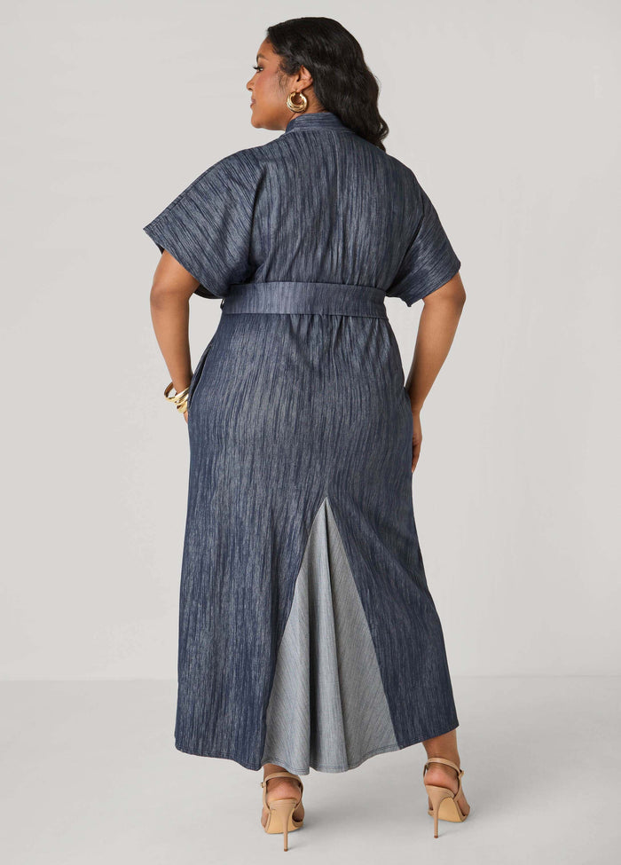 Two Tone Denim Maxi Dress