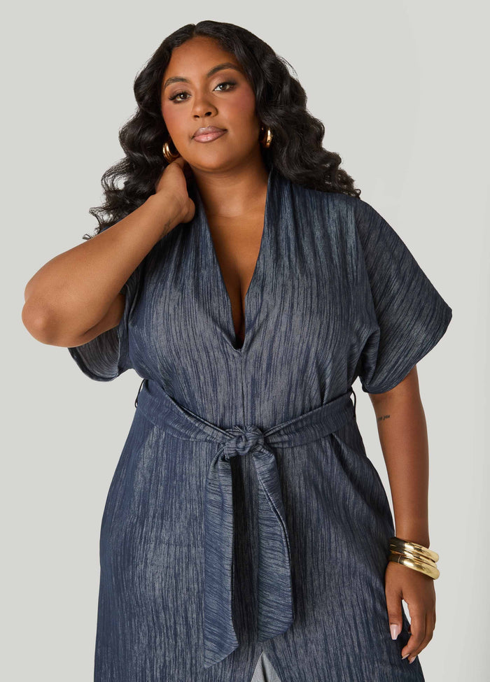 Two Tone Denim Maxi Dress