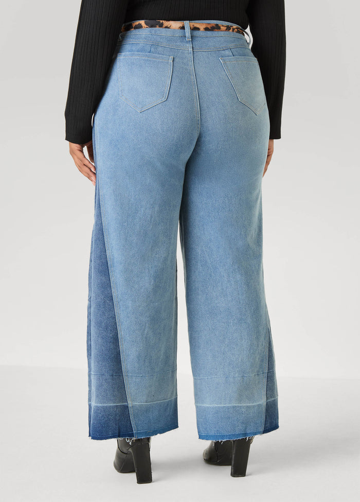 Two Tone Straight Leg Jeans