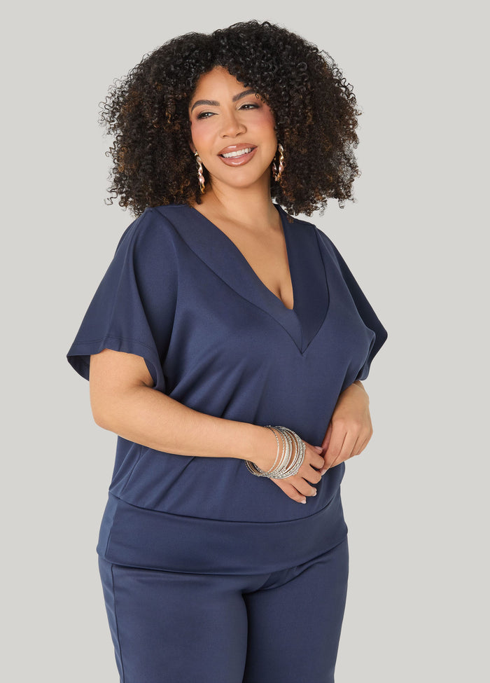 V Neck Athletic Knit Top