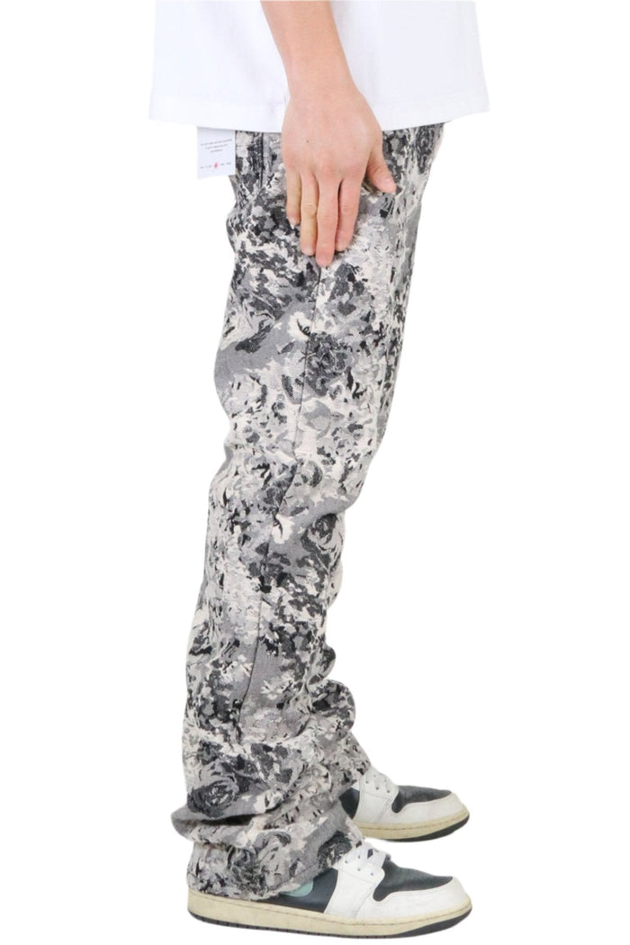 VISTA Men's premium jacquard flare stacked fit denim pants