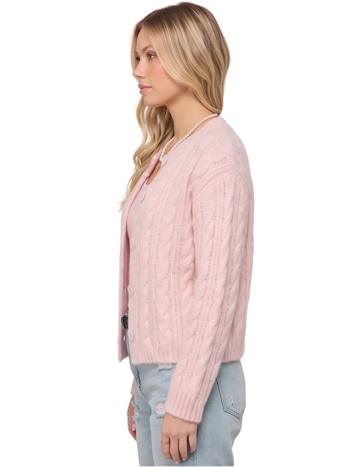 Women Fuzzy Cable Knit  Cardigan