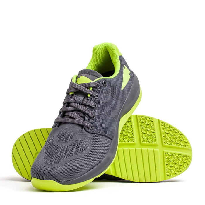 GORUCK Ballistic Trainer in wolf grey and acid lime, durable athletic rucking shoe