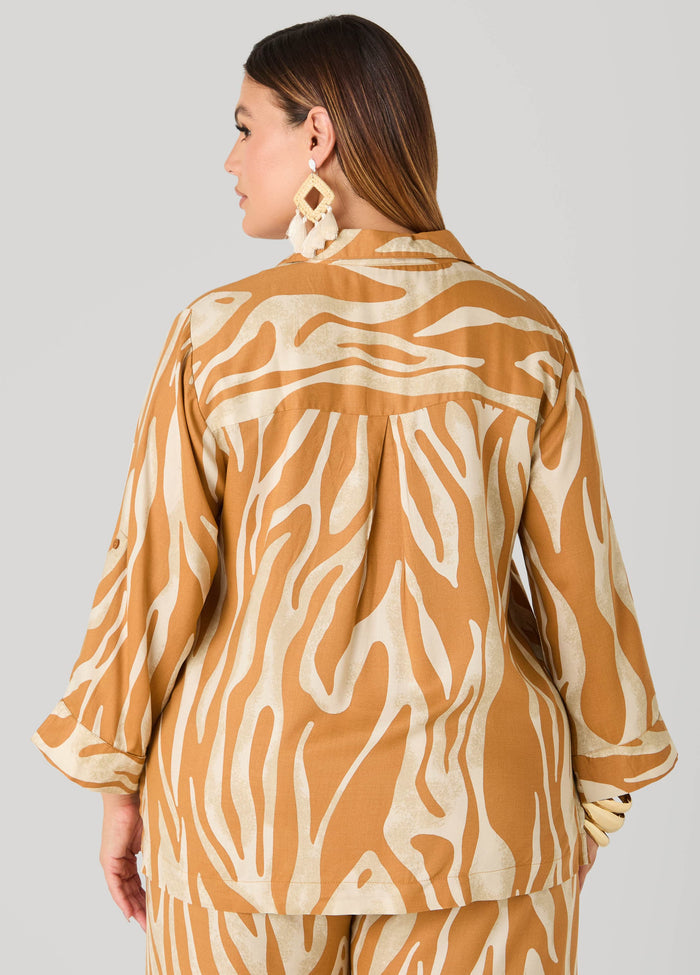 Zebra Print V Neck Shirt
