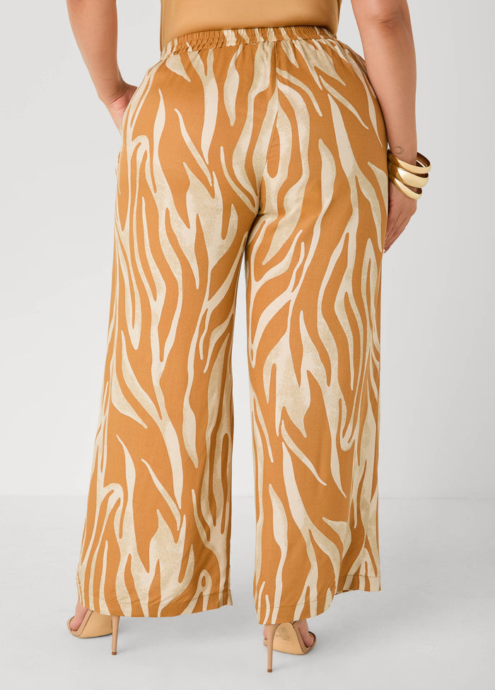 Zebra Print Wide Leg Pants