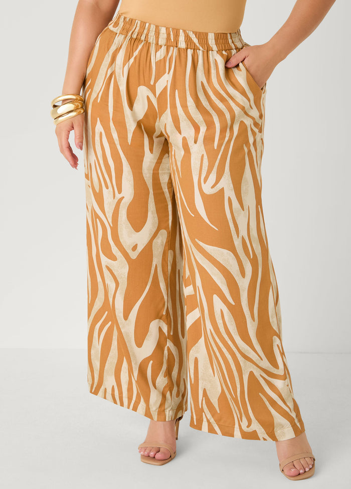 Zebra Print Wide Leg Pants